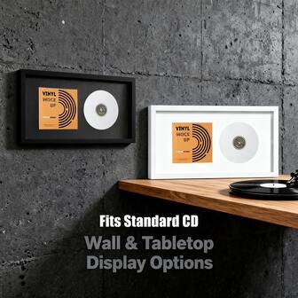 8x16in กรอบแสดง CD & ปก - สีดำ/สีขาว, เหมาะสำหรับแสดงผลงานศิลปะไวนิล CD และอัลบั้ม, กรอบรูปสำหรับผนัง, กรอบรูป, ของตกแต่งผนัง, ของตกแต่งบ้าน, ของประดับตกแต่งคริสต์มาส