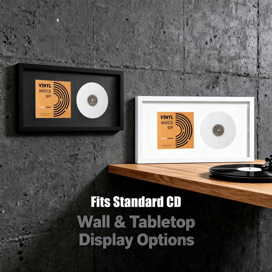 8x16 英寸 CD 和封面展示框 - 黑/白，非常适合展示黑胶唱片、CD 和专辑封面收藏，可用作墙框、相框、墙面装饰、家居装饰、圣诞装饰。 - 彩色 - 查看 1