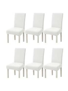 1pc, 4pcs, 6pcs, Abstract Pattern, Solid Color, L-Shaped Chair Cover, Home Supplies, Dustproof And Elastic, Nordic Modern Style, Minimalist, Universal And Elastic, One-Piece, Suitable For Living Room, Dining Room, Bedroom, Home Decor - White - View 12