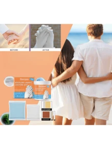 DOWMOO 1件情侣手印粉，情人节礼物，DIY手印套装，订婚，结婚，母亲节，周年纪念纪念品，送给他的独特礼物，情侣礼物，随机新款/旧款 - 彩色 - 查看 2