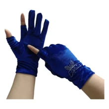 Golden Velvet Women's Thin Winter Warm Sunscreen Outdoor Sports Cycling Gloves Spring And Autumn Elastic Velvet Leakage Two Finger Gloves - Multicolor - View 8