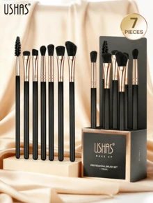 USHAS 7件套专业眼部化妆刷套装，新手必备，精准上妆，包含眼影晕染刷和细节刷，极致晕染7件套眼部化妆刷套装，满足所有眼妆需求，化妆刷套装，化妆刷套装，化妆刷套装，完整化妆套装，化妆刷套装，完整化妆套装，刷子套装，化妆刷套装，化妆礼盒，赠品，专业化妆刷，完整化妆套装 - 黑色 - 查看 2
