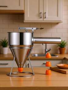 LAISONWARE 1pc Stainless Steel Multi-Hole Batter Dispenser With Stand - Ideal For Making Pancakes, Cupcakes And Baked Goods - Kitchen Gadget - Silver - View 2