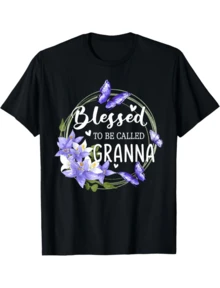 To Be Called Granna Cute Butterflies T-Shirt - Black - View 1