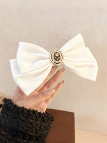 قطعة واحدة من اكسسوارات الشعر المصنوعة من القطيفة، دبوس شعر بفيونكة ذيل طويل، دبوس شعر جميل لربطة الشعر، دبوس شعر على شكل تمساح، دبوس شعر بفيونكة، مشبك شعر، دبوس شعر للنساء، اكسسوارات رأس، اكسسوارات شعر للنساء - 1 قطعة بيضاء - مشاهدة 6