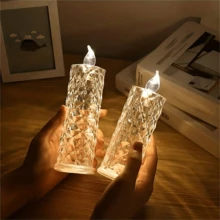 Conjunto de 1/2/3 velas de LED alimentadas por bateria, com estampa de rosas, efeito cristalino, perfeitas para o Dia dos Namorados, incluindo pedidos de casamento, jantares à luz de velas, casamentos, aniversários, decoração de quartos e eventos festivos. Criam uma atmosfera romântica para o Dia dos Namorados. Pilhas inclusas. - Multicolorido - Ver 4