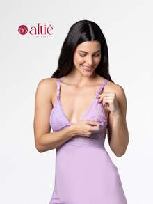 Bride Robe Kit Bathrobe Nightgown Short Breastfeeding Maternity - 紫丁香色 - 查看 4