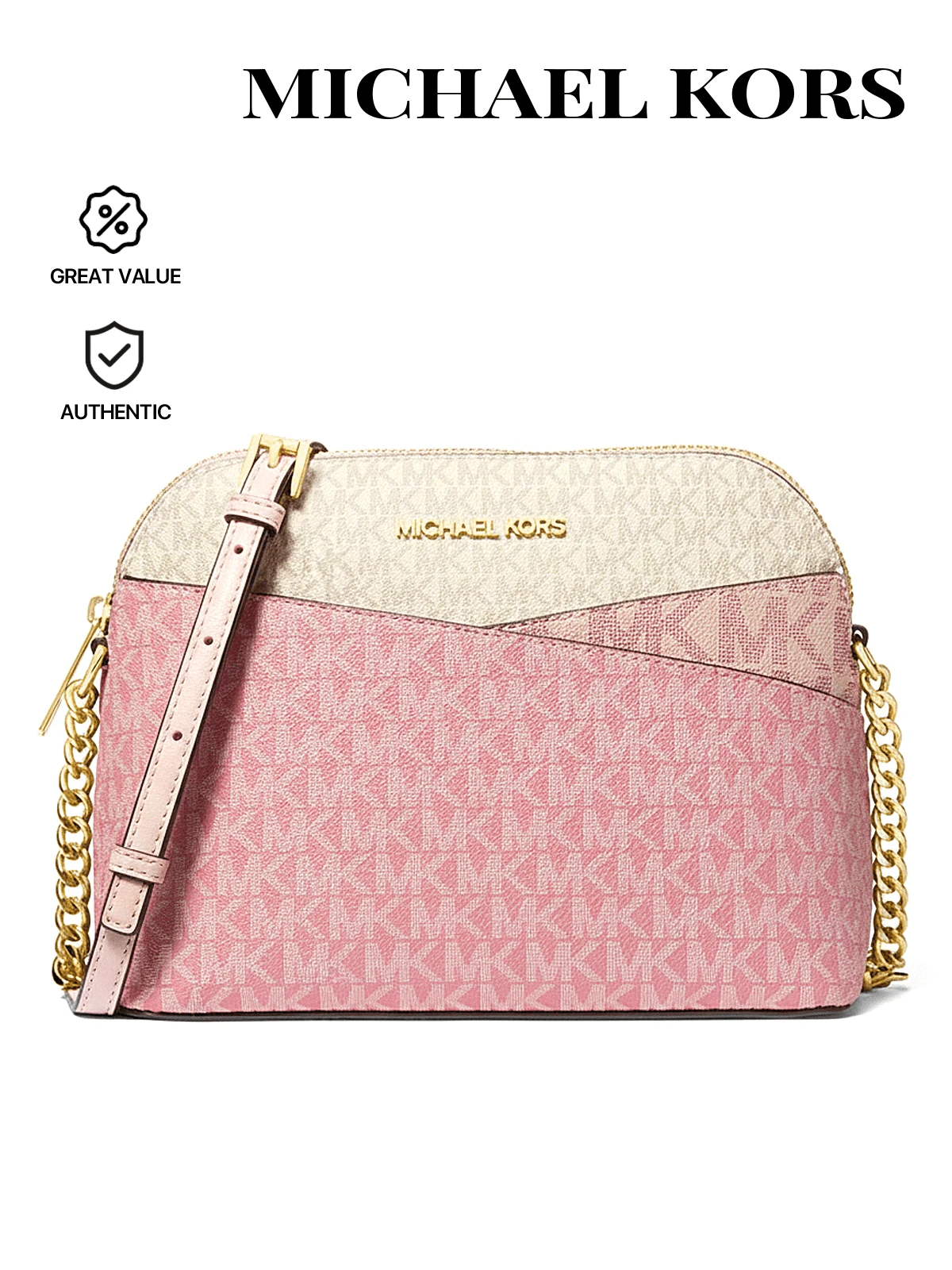 Michael Kors Jet Set Travel 中号撞色标志斜挎包 PWD BLSH MLT - PWD BLSH MLT - 查看 1