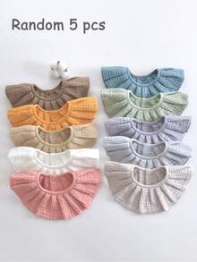 Set 3/5 pcs Celemek Bayi Katun Muslin Warna Polos Acak, Celemek Air Liur Bayi Baru Lahir - MultiWarna - View 12