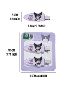 Kẹp tóc Kuromi chính hãng của Sanrio - Kẹp tóc hai răng bằng acrylic trong suốt in hình nhân vật Kuromi, phụ kiện tóc phong cách Gothic dễ thương, phù hợp với kiểu tóc Y2K và thời trang anime, món quà Giáng sinh tuyệt vời hoặc dành tặng bạn trai/bạn gái. - Hai kẹp tóc B của Kuromie - Xem 3