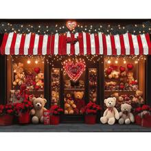 1件装情人节泰迪熊玫瑰背景布 - 浪漫爱情主题摄影背景布，泰迪熊搭配玫瑰和爱心装饰，情人节派对装饰，庆祝活动和家居装饰拍照道具 - 彩色 - 查看 18