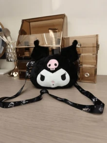 Sanrio Cartoon Kuromi Plush Single-Shoulder Bag, Japanese-Style Cute Girlish Handbag, Soft And Adorable Girl Crossbody Bag - Multicolor - View 1