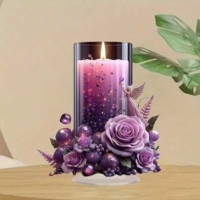 Multi-Functional Purple Prayer Candle Decor - Ideal For Christmas And New Year's Desktop Display, Perfect Holiday Gift, Acrylic, Versatile Home Decor