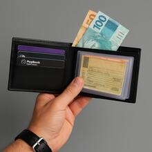 Men's Wallet Without Print, Coin Purse, Cards, Black Color - màu đen - Xem 2