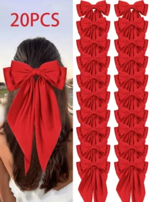 1/5/10/20PCS Large Bow Hair Clip, Women's Hair Accessory, Red, Cute And Elegant, Stylish Hair Accessory, Suitable For Everyday Activities And Parties. A Red Autumn/Winter Themed Hair Accessory, Suitable For Everyday Activities, Parties, And As A Christmas Gift. A Cute And Elegant Women's Hair Accessory., Claw Clips, Hair Slide, Hair Barrettes, Head Accessories, Hair Accessories For Women - Red - View 11