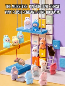 Pop Mart Labubu Monster Heart Password/Love Badge Series 4.0 Mini Plush Vinyl Blind Box Doll, Cute Collectible Doll With Lanyard And Detachable Metal Letters A-M, DIY Customizable, Kawaii Bag Charm Keychain - Multicolor - View 1