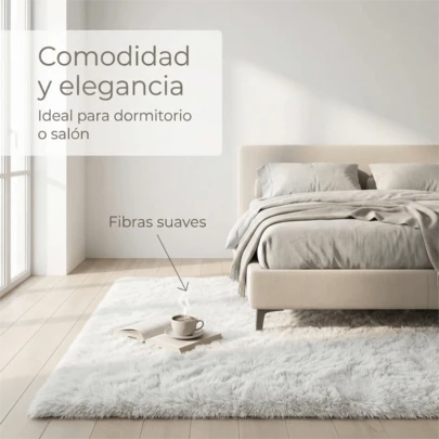 Alfombra Shaggy 140x200 - Pelo Largo, Suave, Antideslizante y Libre de Tóxicos - Para Salón/Dormitorio