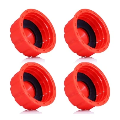 Xahpower 4个装汽油桶盖替换件，适用于1/2/3/5加仑汽油桶，通用替换零件及配件，粗螺纹汽油桶盖，红色粗螺纹实心运输用汽油桶盖，防止燃油泄漏，包含旧款喷嘴替换件