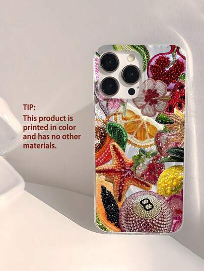 1 件个性化台球、草莓、海星和乌龟图案防水防指纹防刮透明 IMD 光面软手机壳适用于 Apple 16/16 Plus/16 Pro/16 Pro Max