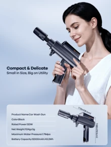 REMAX Pistol Cuci Portabel Lipat Tanpa Kabel untuk Mobil & Rumah; 6 Mode Semprotan; Dengan Filter Air & Botol; Tekanan Tinggi 560PSI; Jangkauan Semprotan 10m; Baterai Besar 12000mAh; Pistol Cuci; Aksesori Mobil; Perlengkapan Mobil - Hitam - View 11