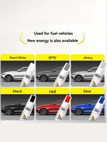 2pcs/Set Car Paint Scratch Repair Pen, Anti-Rust Paint For Scratch Removal, Universal Pearl White/Black/Red/Blue/Gray, Includes Sandpaper - Multicolor - View 6