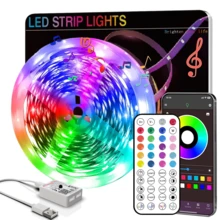 USB Powered LED Light Strip With 44-Key IR Remote And App Control, External Sensitive Microphone, Music Sync Multicolor, Adjustable Timer, Self-Adhesive, Multiple Size Options For TV, Computer Backlight, Festival Indoor Decor - 彩色 - 查看 1