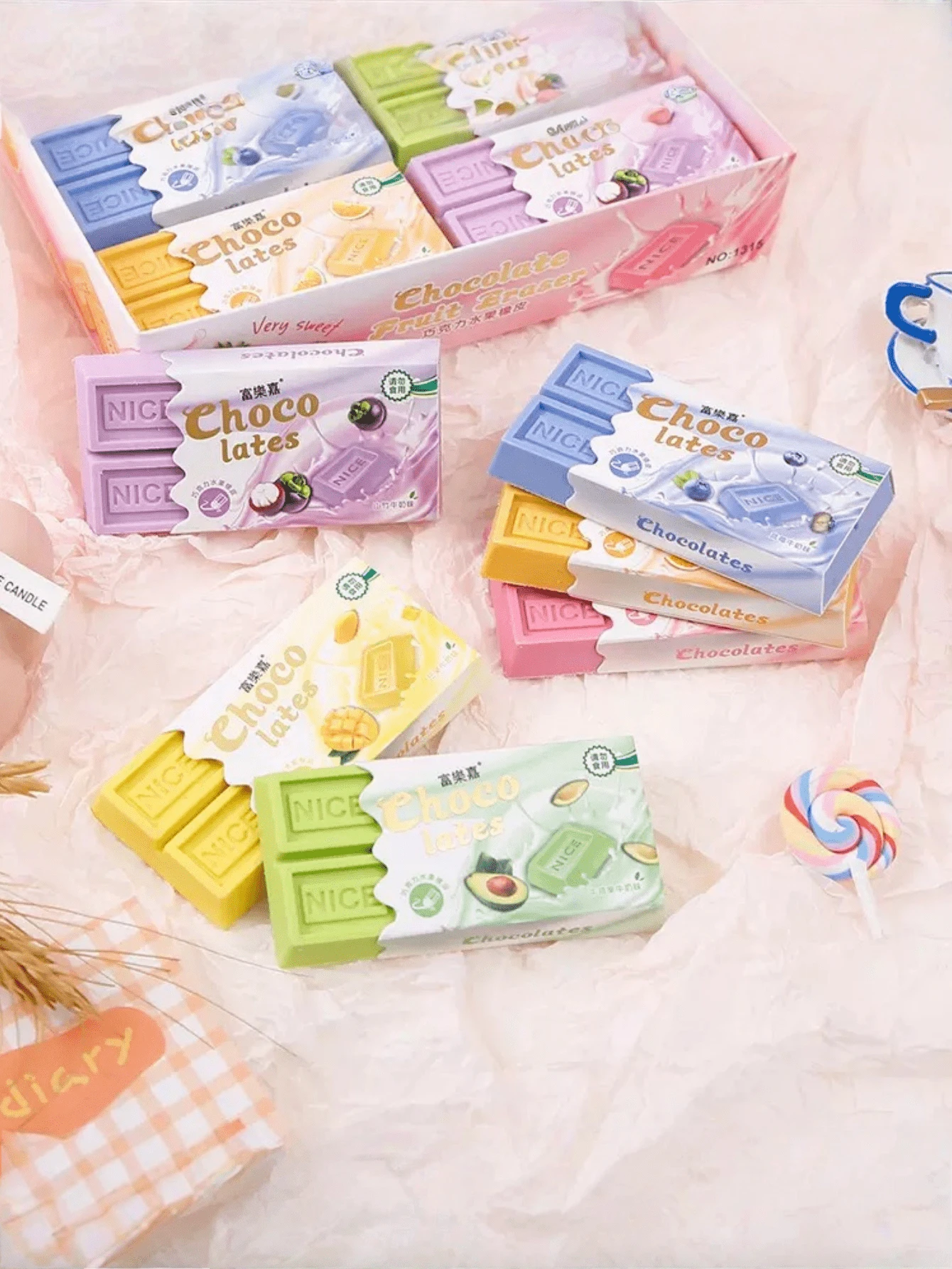 6pcs/Set - Smooth Chocolate Eraser Ins High Beauty Stationery Candy Fragrance Eraser Clean, No Dropping
