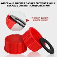 Xahpower 4个装汽油桶盖替换件，适用于1/2/3/5加仑汽油桶，通用替换零件及配件，粗螺纹汽油桶盖，红色粗螺纹实心运输用汽油桶盖，防止燃油泄漏，包含旧款喷嘴替换件