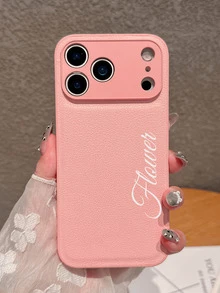 1 Piece Of Personalized Custom Phone Case, Compatible With IPhone 16,16plus,16Por,16Por Max,17, 17 Pro, 17 Pro Max. Luxury Korean Leather Anti-Shake Protective Case With Personalized Name, Carved And Hot-Stamped Technology Leather Case. A Holiday Gift For Lovers, Friends And Family, A Christmas Gift. - Pink - View 7