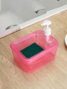 壓泵式洗手液分裝瓶 浴室與廚房清潔用手皂架 方形海綿刷收納盒附分隔層 浴室裝飾 廚房必需品 - 彩色 - 查看 15