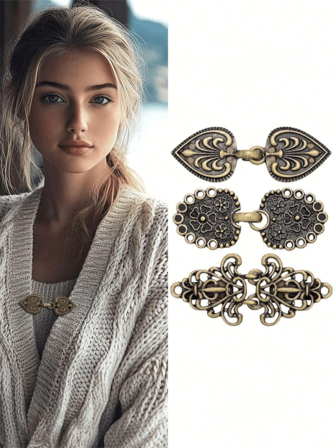 1/3Pcs Retro Sweater Swirl Clip Cape Cloak Clips Cardigan Brooches Pins Shawl Collar Clasp Dress Shirt Brooch Clip Jewelry For Women, New Year's Gifts, Valentine's Day Gifts, Women's Gifts