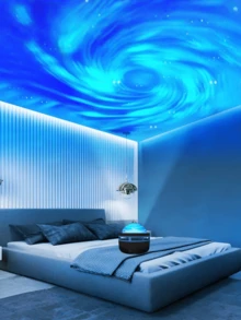 1pc LED Northern Light Vortex Star Projector, USB-Powered Multi-Color Remote Control Bedroom Night Light, Decorate The Room, Christmas, Valentine's Day And New Year Decoration, Making The Room More Charming Atmosphere - Multicolor - View 3