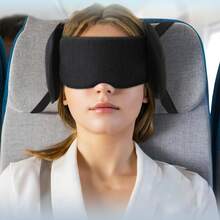 Airplane Travel Pillow, Neck Pillow With Eye Mask For Long-Haul Flights To Enhance Sleep Comfort And Block Out Light & Noise - màu đen - Xem 4