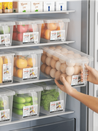 Caja de almacenamiento de plástico transparente con tapa, recipiente de almacenamiento de alimentos, caja de almacenamiento para refrigerador para organizar gabinetes de cocina, baño, congelador