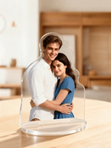 1-2pcs Customized Acrylic Photo Standee, Can Customize Couple Photo Acrylic Standee, Wedding Portrait Acrylic Standee, Photo Acrylic Standee. Valentine's Day Gift, Valentine's Day Decor, Wedding Decor. Suitable For Home, Office And Bedroom Decoration. Customizable Image.