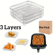 Bộ phụ kiện nồi chiên không dầu xếp chồng 1/3 - Thép không gỉ 304, phù hợp với nồi chiên không dầu 3-8 lít, bao gồm giá nướng và rổ chiên, đa chức năng, phù hợp cho chế độ ăn ít tinh bột/cắm trại/tụ họp gia đình, dụng cụ nhà bếp bền bỉ. - Nhiều màu - Xem 10