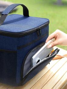 1pc Outdoor Lunch Box, Thick & Durable, Leak-Proof & Insulated, Suitable For Camping & Picnic, Large Capacity Travel Picnic Bag, Multi-Functional Shoulder Handbag, Back To School Essential, School Supplies Bag, Women's Lunch Bag, Cooler Bag, Picnic Accessories, Study Supplies - Black - View 7