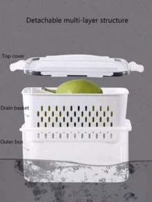 CAFELFFE 2 Pcs New Household Storage Box, Transparent Plastic Refrigerator Fresh-Keeping Box For Fruits, Vegetables, Meat. Ideal For Outdoors, Camping - Multicolor - View 1