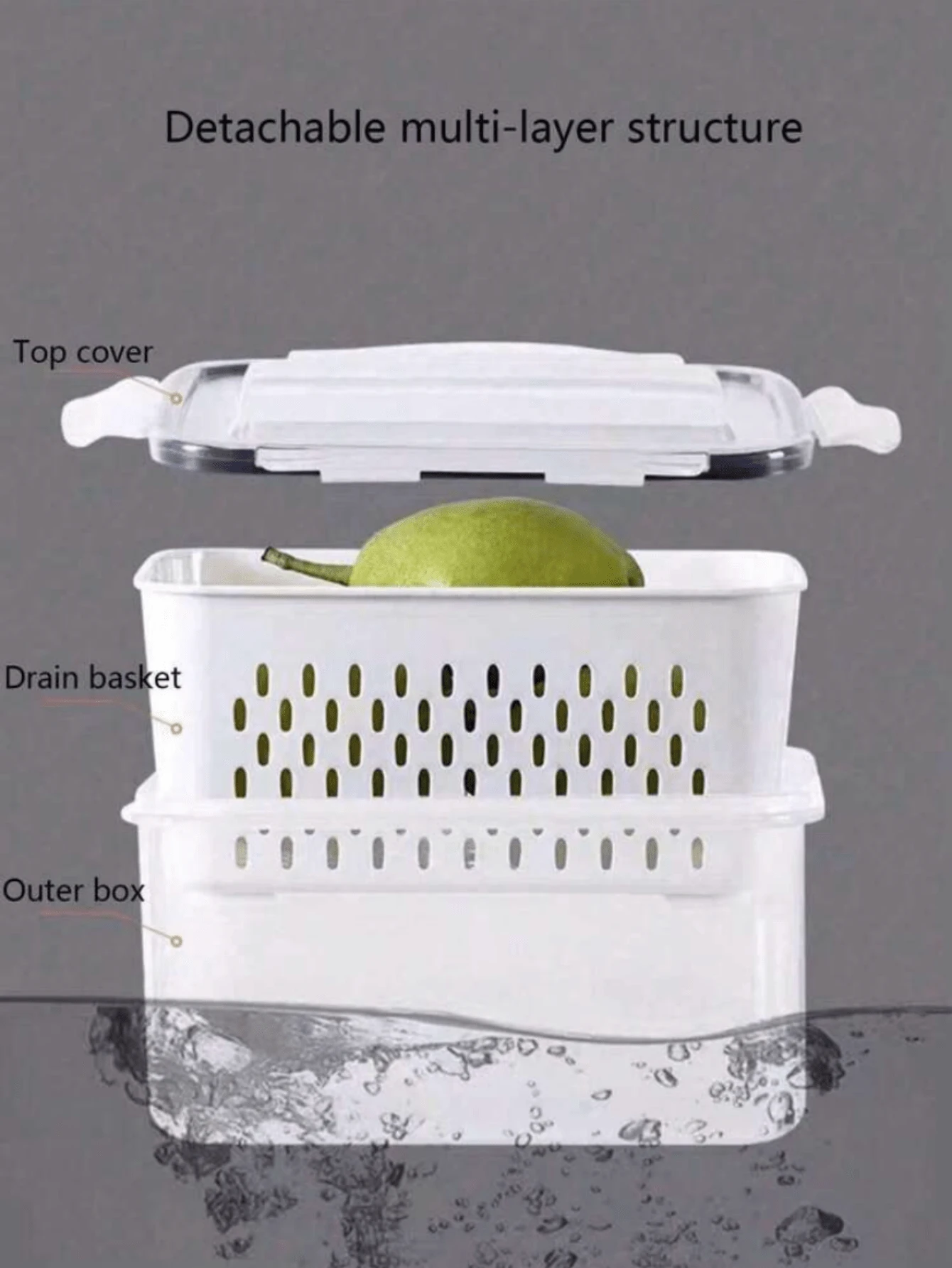 CAFELFFE 2 Pcs New Household Storage Box, Transparent Plastic Refrigerator Fresh-Keeping Box For Fruits, Vegetables, Meat. Ideal For Outdoors, Camping - Multicolor - View 1