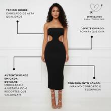 Women's Strapless Long Dress With Waist Opening And Back Slit, Perfect For Parties And Nightclubs - 黑色 - 查看 4