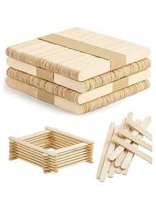 100pcs/50pcs Wooden Craft Sticks, Coffee Stirrers, Popsicle Sticks, Handmade Craft Sticks, DIY And Painting To Create Your Own Wooden Crafts! Cultivate Children's Hands-On Ability, Multipurpose Sticks, Home Art Project, Classroom Art Supplies, Children's Birthday Gift, Christmas Gift