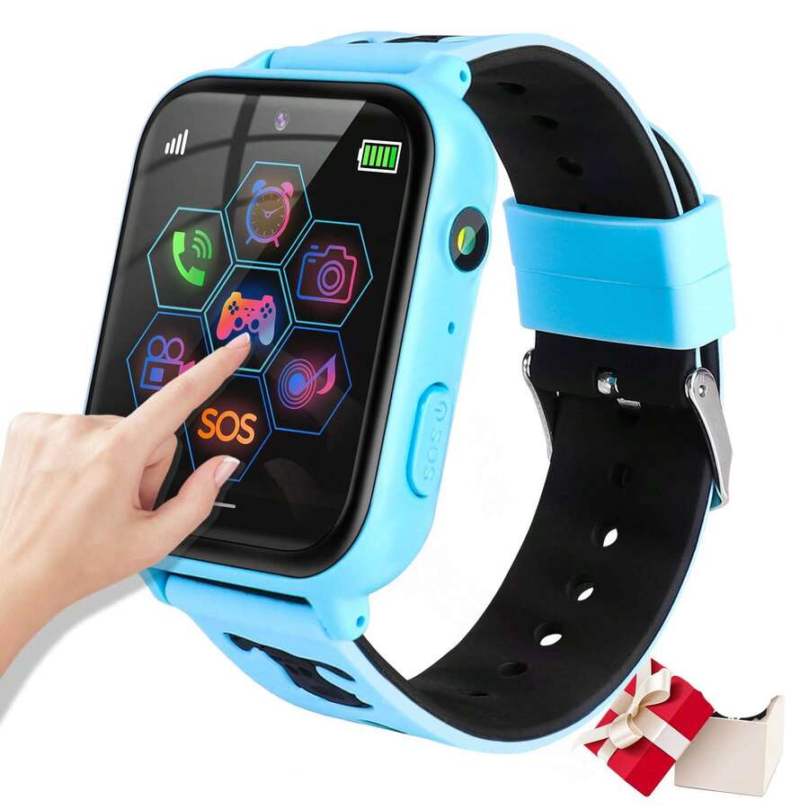Kids Smart Watch Phone Kids Smartwatch Music Player With SD Card Call SOS Games Camera Alarm Recorder Calculator Mp3 For Birthday Gift Children Boys Girls - 藍色 - 查看 1