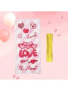 50个嘴唇图案礼品袋，PP材质，适用于婚礼、新娘派对、情人节和一般派对。 - 彩色 - 查看 6