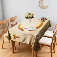 1/20pcs Set Tablecloth With Golden Crescent Moon And Lantern Pattern, Islamic Festival Design, Suitable For Home Kitchen, Outdoor Garden Party, Restaurant Decoration And Other Home Decor - Multicolor - View 11