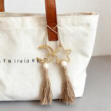 2件套波西米亚极简主义星星/月亮吊坠，月亮星星挂饰套装，房间装饰，墙面装饰，礼品，适用于客厅家居装饰、卧室装饰、家居装饰、房间装饰 - 金色 - 查看 5