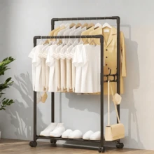 1 Giá treo quần áo thẳng đứng dễ lắp ráp hai hàng (có hoặc không có bánh xe), Giá treo quần áo và mũ độc lập, Tủ giày và mũ đa năng, Giá treo quần áo bằng kim loại chịu lực, Giá lưu trữ tiết kiệm không gian cho gia đình, nhà cho thuê, phòng khách, phòng ngủ, tủ quần áo đi bộ - Nhiều màu - Xem 7