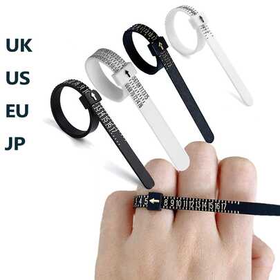 2pcs Black & White Adjustable Ring Sizer - 4 Sizes Available, Suitable For UK/EU/US/JP Finger Measurements, Accurate Scale, For Men & Women, Jewelry Accessory Tool