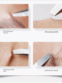 Stainless Steel Tweezers For Plucking Hairs, Flat Tip, Angled Tip, Pointed Tip, Multi-Function Precision Eyebrow Tweezer For Home Use,Giveaways,Travel,Cheap Stuff,Travel Essential - Multicolor - View 4