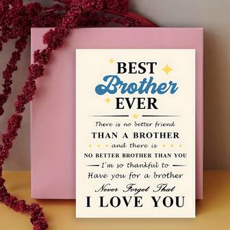 1 st. "Bästa brodern någonsin"-hälsningskort - Hjärtligt och roligt födelsedagskort till honom, högkvalitativt papper, inga batterier behövs, perfekt present till broderns speciella dag, festivalkort, alla hjärtans dag-kort