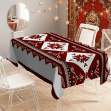Set Taplak Meja 1/20 pcs, Menampilkan Pola Geometris Merah & Putih Tradisional yang Dihiasi dengan Desain Bunga dan Ornamen, Cocok untuk Festival Islam, Dapur Rumah, Pesta Taman Luar Ruangan, dan Perjamuan. - MultiWarna - View 13